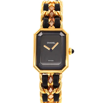 CHANEL Premiere M size H0001 Vintage Ladies Watch Black Dial Gold Quartz