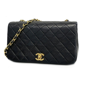 CHANEL Shoulder Bag Matelasse Chain Lambskin Black Women's