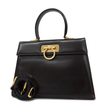 SALVATORE FERRAGAMOAuth  Gancini Handbag Women's Leather Handbag Brown