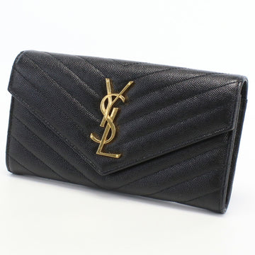 SAINT LAURENT long wallet with two fold coin purse 372264 BOW01 1000 calf unisex