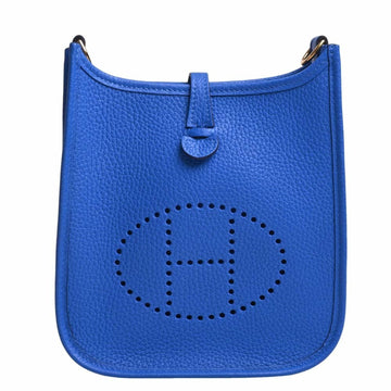 HERMES Taurillon Clemence Evelyn TPM Shoulder Bag Blue Ladies