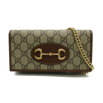 GUCCI Wallet with Chain Beige Brown leather GG Supreme 62189292TCG8563