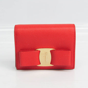 SALVATORE FERRAGAMO Vara Ribbon JL-22 D515 Women's Leather Wallet [bi-fold] Red Color