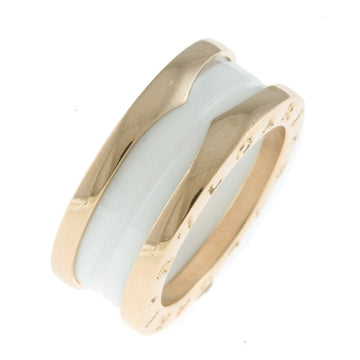 Bvlgari K18PG Ring / B-zero1 Ceramic 49 8.5 Pink Gold White Ladies 18K K18 Accelerating