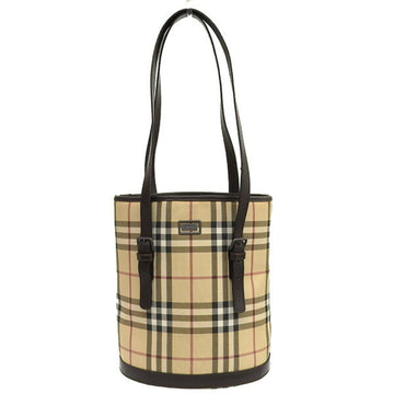 Burberry Nova Check Bucket Bag Tote Beige PVC