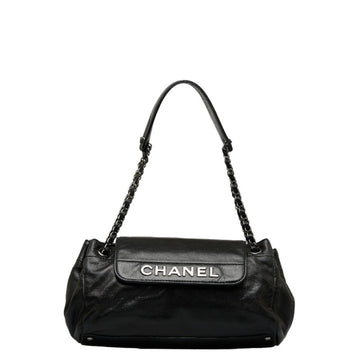 CHANEL Chain Shoulder Bag Black Lambskin Women's