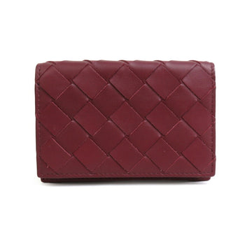 BOTTEGA VENETA Card Case Business Holder Intrecciato Leather Bordeaux Unisex