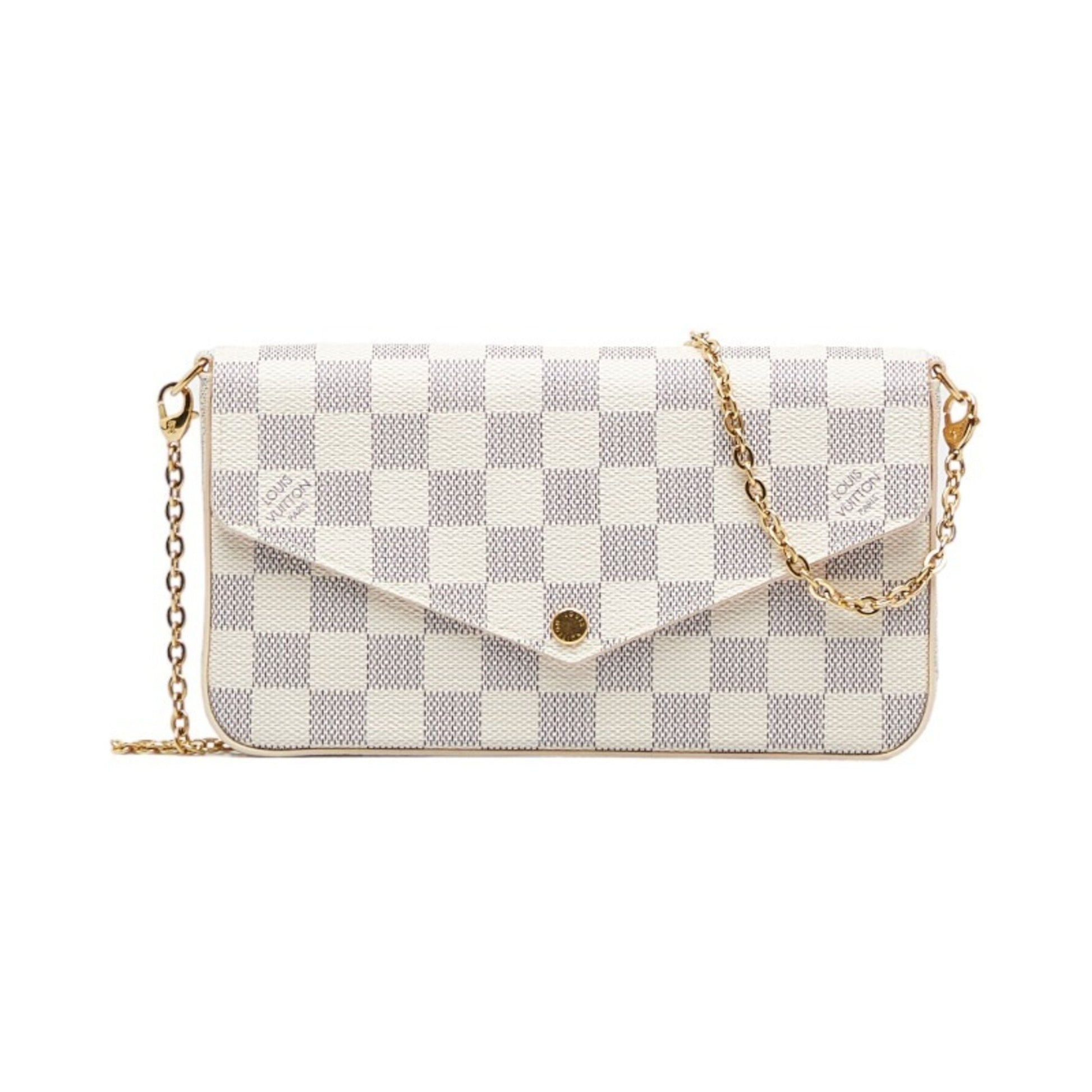 LOUIS VUITTON Damier Azur Pochette Felicie Chain Shoulder Bag N63106 W