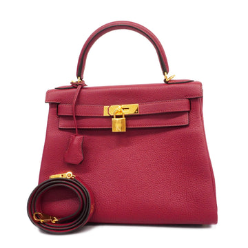 HERMESAuth  Kelly Kelly 28 X Engraved Women's Togo Leather Handbag Rouge