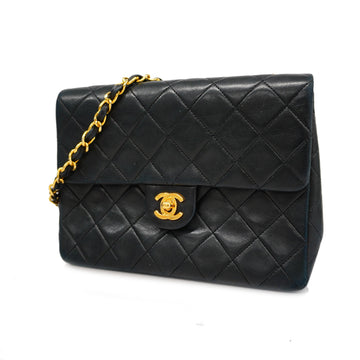 Chanel Matelasse Single Chain Women's Leather Shoulder Bag Black