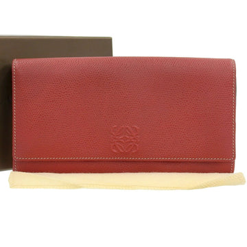 LOEWE Anagram Bifold Long Wallet Leather Red
