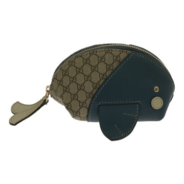 GUCCI 256863 Pouch Mini Whale Micro GG Plus Leather Blue Logo Coin Case Ladies Pochette Fastener