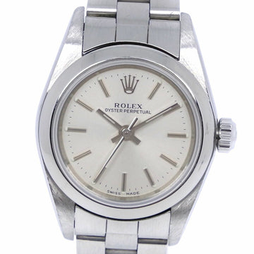 Rolex Oyster Perpetual A No. 76080 Stainless Steel Automatic Winding Women's Silver Dial Watch A-Rank