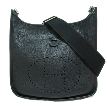 HERMES Evelyn 3PM Black Shoulder Bag Black Noir Black Taurillon Clemence leather