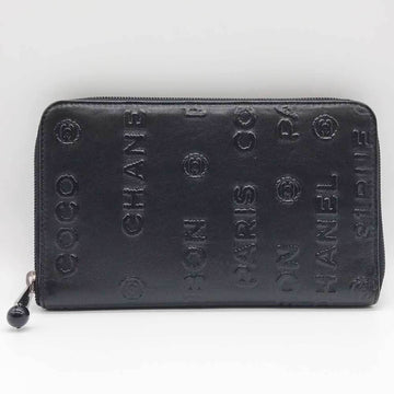 CHANEL long wallet unlimited organizer black leather