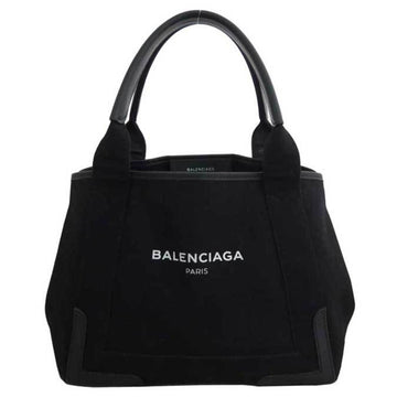 BALENCIAGA handbag tote bag navy cabas S canvas/leather black unisex