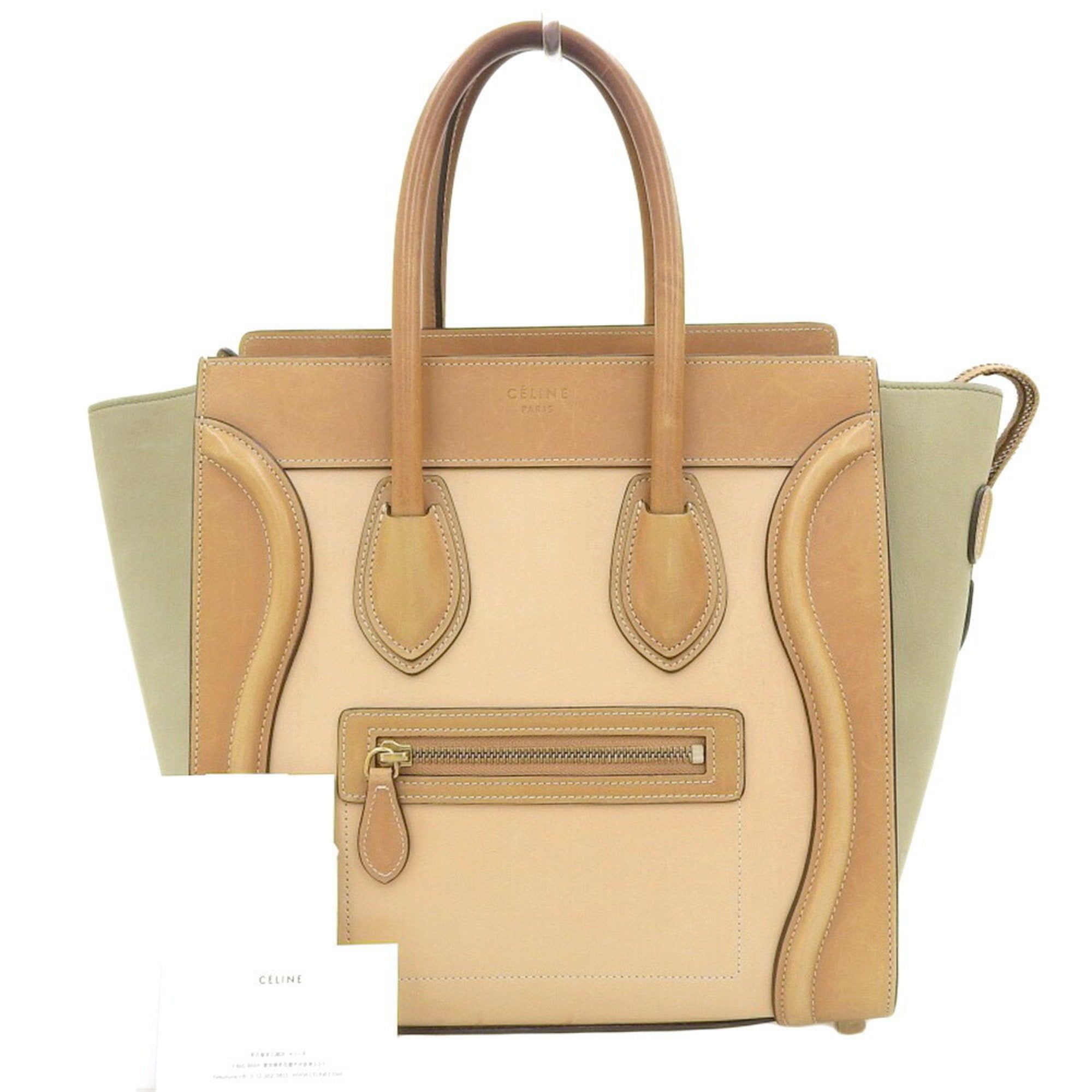 Celine luggage micro shopper tricolor handbag beige mint green 167793