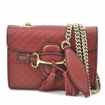 GUCCI Crossbody Shoulder Bag Micro sima Leather/Metal Burgundy/Light Gold Women's 449686