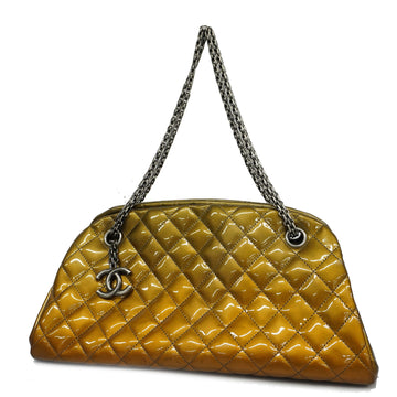 CHANELAuth  Matelasse Shoulder Bag Women's Patent Leather Khaki