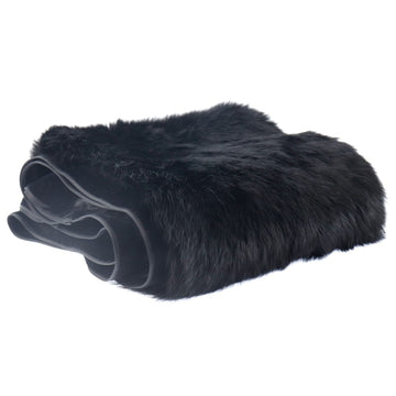 GUCCI rabbit fur x rayon black ladies shawl