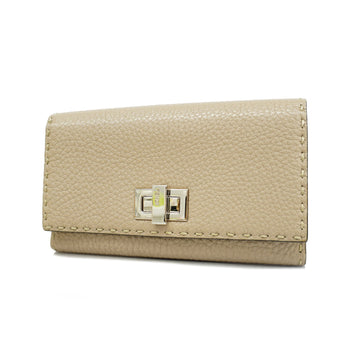 Fendi Selleria Peekaboo Women's Leather Long Wallet (bi-fold) Beige