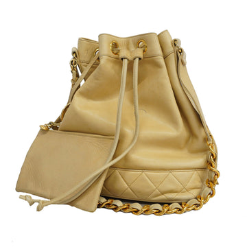 Chanel Matelasse Chain Shoulder Women's Leather Shoulder Bag Beige