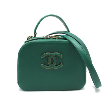 CHANEL COCO Mark Top Handle 2WAY Camera Bag Green Calfskin [cowhide]