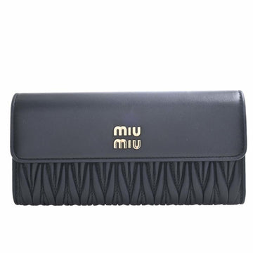 MIU MIU Matelasse Bifold Long Wallet Black Ladies