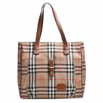 BURBERRY Canvas Leather Nova Check Tote Bag Brown Women's