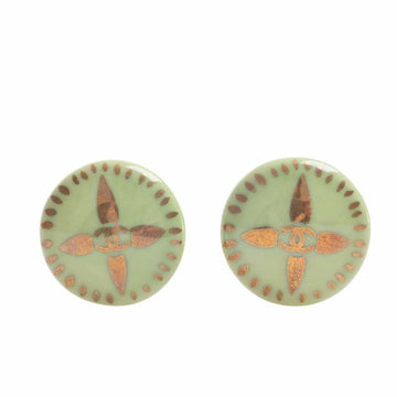 CHANEL Cocomark round earrings green ladies