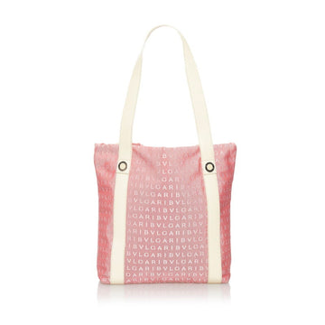 Bvlgari Mania Tote Bag Shoulder Pink Canvas Leather Women's BVLGARI