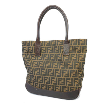 Fendi tote bag Zucca nylon canvas brown silver metal