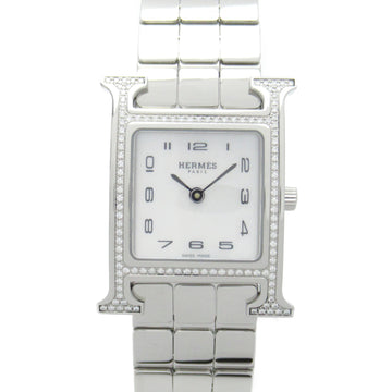 HERMES H Watch Diamond Bezel Wrist Watch Watch Wrist Watch HH1.235 Quartz White White shell Stainless Steel diamond