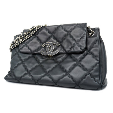 CHANELAuth  Hampton Chain Shoulder Women's Leather Shoulder Bag Black