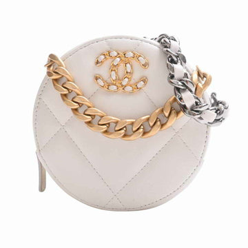 CHANEL lambskin 19 here mark chain handbag shoulder bag AP0945 white