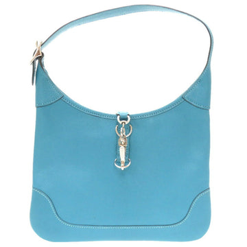 HERMES Trim 24 Chevre Turquoise H Stamped Shoulder Bag Blue