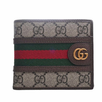 GUCCI Ophidia GG Supreme Double G Bifold Wallet 597609 Beige/Brown Women's