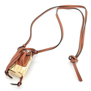 LOEWE Necklace Anagram Balloon Bag J710E19X01 Brown Leather Pendant Women's