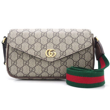 GUCCI Mini Bag 764961 Shoulder Ophidia GG Supreme Canvas x Leather Beige Ebony 350945