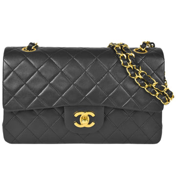 CHANEL Matelasse 23 No. 1 Double Chain Shoulder Bag W Flap Lambskin Black A01113