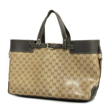 GUCCI tote bag GG canvas 336663 leather coated brown champagne ladies
