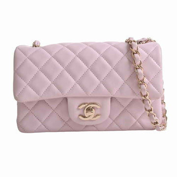 Chanel lambskin mini matelasse here mark chain shoulder bag light pink