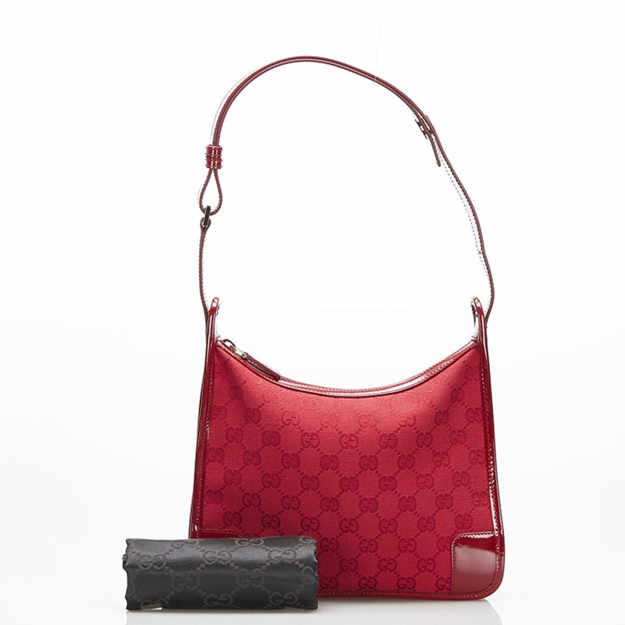 Gucci GG Canvas Shoulder Bag 001 4206 Red Patent Leather Ladies GUCCI