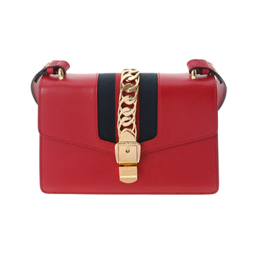 GUCCI Sylvie Red 421882 Women's Leather Shoulder Bag