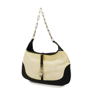 GUCCIAuth  Jackie Shoulder Bag 001 3306 Women's Canvas,Leather Black,Ivory