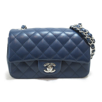 CHANEL Mini Matelasse ChainShoulder Bag Navy Caviar Skin [Grained Calf]