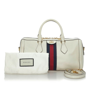 Gucci Sherry Line Offdia Boston Bag Shoulder 524532 White Leather Ladies GUCCI