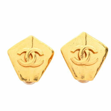 Chanel here mark earrings gold metal