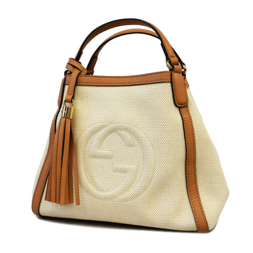 Gucci Soho 336751 Women's Canvas Handbag Pink Beige