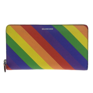 BALENCIAGA Leather Rainbow Round Long Wallet 565991 Color